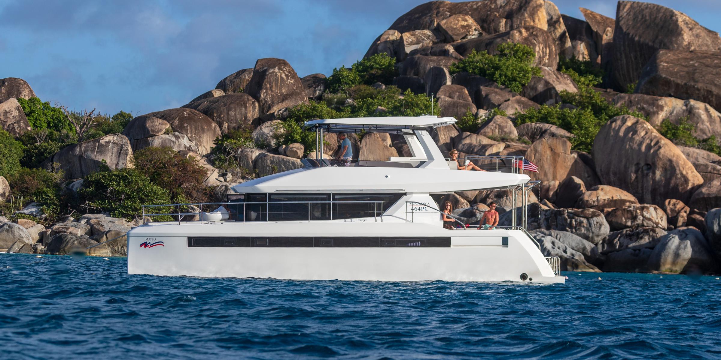 A Moorings power catamaran by granite islands